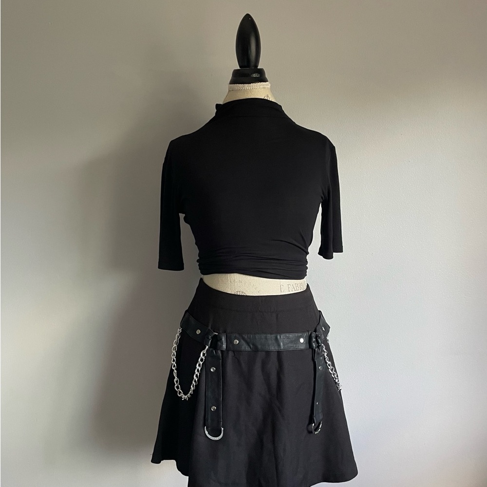 Tripp NYC Black A-Line Skirt with Chains
